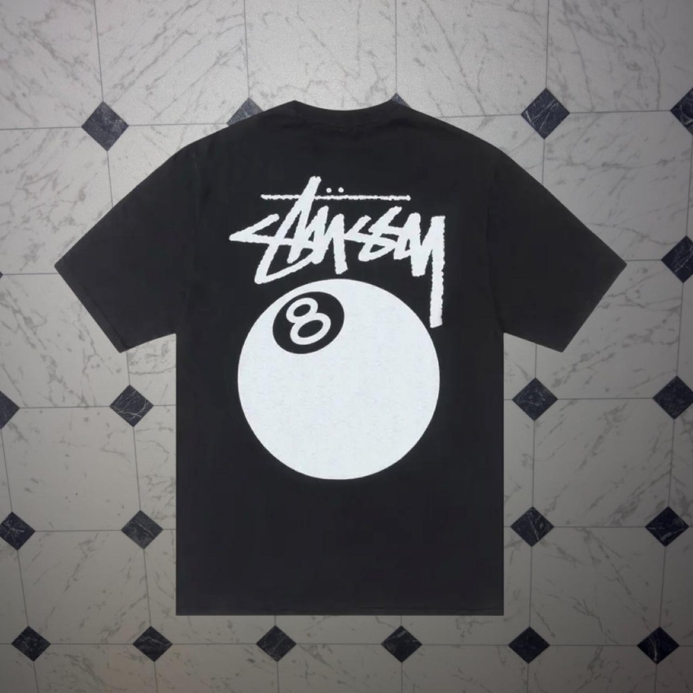 Stussy 8 Ball Black Graphic Tee Size M
